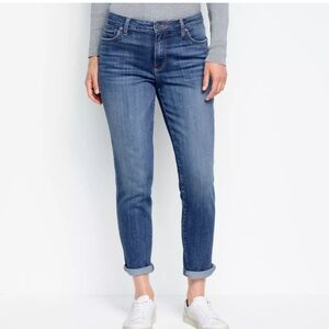 NEOT Kut From The Kloth Catherine Boyfriend Jeans Blue Stretch Denim Womens 14
